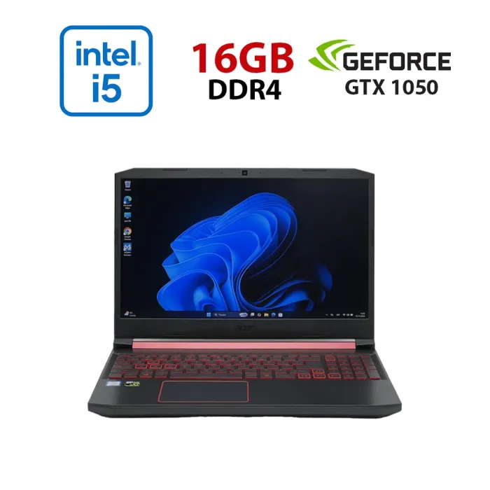 Ігровий ноутбук Б-класу Acer Nitro 5 AN515-54-54W2 / 15.6" (1920x1080) IPS / Intel Core i5-9300H (4 (8) ядра по 2.4 - 4.1 GHz) / 16 GB DDR4 / 480 GB SSD / nVidia GeForce GTX 1050, 3 GB GDDR5, 96-bit / WebCam б/в - зображення 1