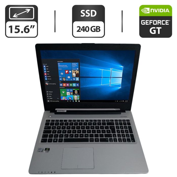 Ноутбук Б-клас Asus K56CM / 15.6" (1366x768) TN / Intel Core i5-3317U (2 (4) ядра по 1.7 - 2.6 GHz) / 12 GB DDR3 / 240 GB SSD / nVidia GeForce GT 635M, 2 GB GDDR3, 128-bit / WebCam / DVD-ROM б/в - изображение 1