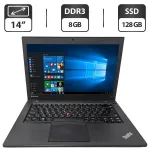 Ноутбук Б-клас Lenovo ThinkPad T440 / 14" (1600x900) TN / Intel Core i5-4300U (2 (4) ядра по 1.9 - 2.9 GHz) / 8 GB DDR3 / 128 GB SSD / Intel HD Graphics 4400 / WebCam б/в