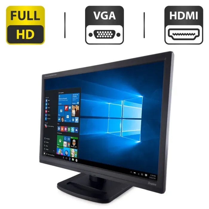 Монітор Iiyama ProLite B2283HS/22" (1920x1080) TN/VGA, HDMI, DisplayPort, Audio / Вбудовані колонки 2x 2W/VESA 100x100 + Кабель живлення б/в - зображення 1