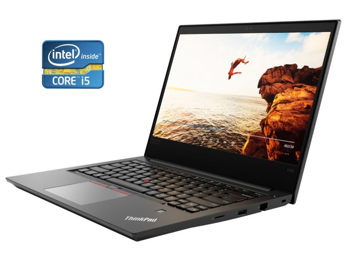 Ноутбук Б-клас Lenovo ThinkPad E480 / 14" (1920x1080) IPS / Intel Core i5-8250U (4 (8) ядра по 1.6 - 3.4 GHz) / 12 GB DDR4 / 256 GB SSD M.2 / Intel UHD Graphics 620 / WebCam / Win 10 Pro б/в - зображення 1
