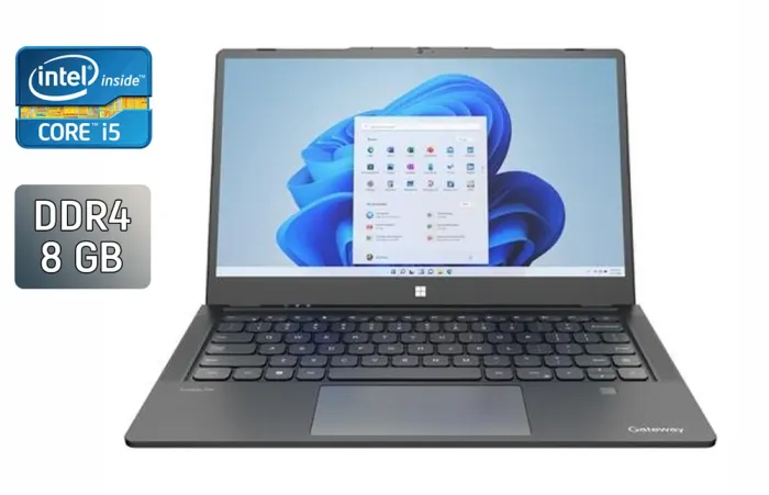Ноутбук Gateway GWTC51427-BK / 14" (1920x1080) IPS / Intel Core i5-1235U (10 (12) ядер по 3.3 - 4.4 GHz) / 8 GB DDR4 / 240 GB SSD / Intel Iris Xe Graphics / WebCam / TouchID / Windows 11 б/в - зображення 1