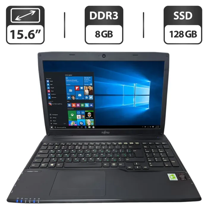 Ноутбук Б-клас Fujitsu LifeBook A544 / 15.6" (1366x768) TN / Intel Core i5-4200M (2 (4) ядра по 2.5 - 3.1 GHz) / 8 GB DDR3 / 128 GB SSD / Intel HD Graphics 4600 / WebCam / DVD-ROM б/в - зображення 1