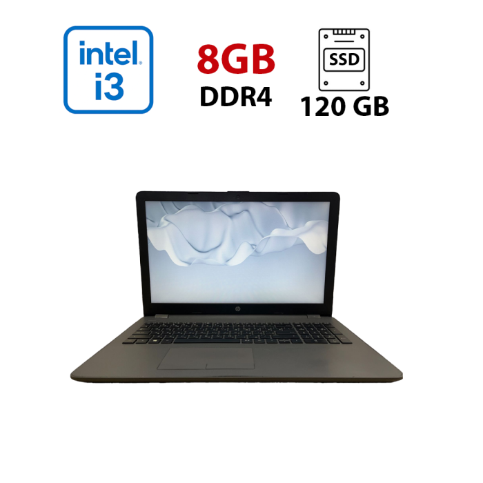 Ноутбук Б-клас HP 250 G6 / 15.6" (1920x1080) TN / Intel Core i3-7020U (2 (4) ядра по 2.3 GHz) / 8 GB DDR4 / 120 GB SSD / Intel HD Graphics 620 / WebCam б/в - изображение 1