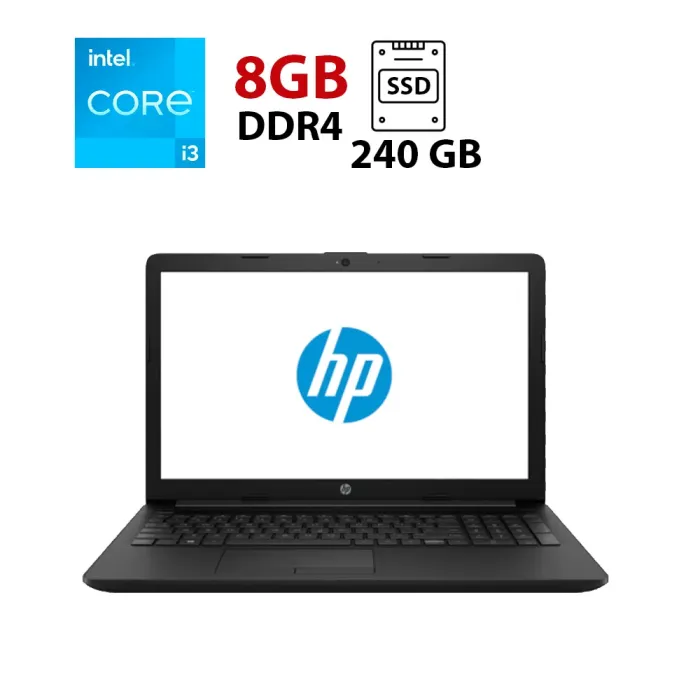 Ноутбук HP 15-bsO60wm / 15.6" (1366x768) TN / Intel Core i3-7100U (2 (4) ядра по 2.4 GHz) / 8 GB DDR4 / 240 GB SSD / Intel HD Graphics 620 / WebCam б/в - зображення 1