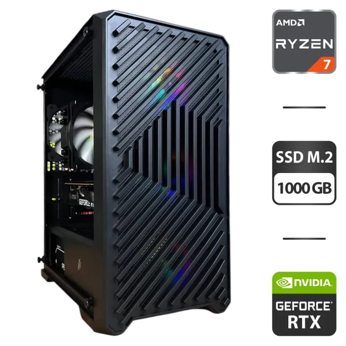Збірка під замовлення: ігровий ПК 1stPlayer Trilobite T5 Black Tower / AMD Ryzen 7 5700X (8 (16) ядер по 3.4 - 4.6 GHz) / 32 GB DDR4 / 1000 GB SSD M.2 / nVidia GeForce RTX 3070, 8 GB GDDR6, 256-bit / 650W б/в - зображення 1