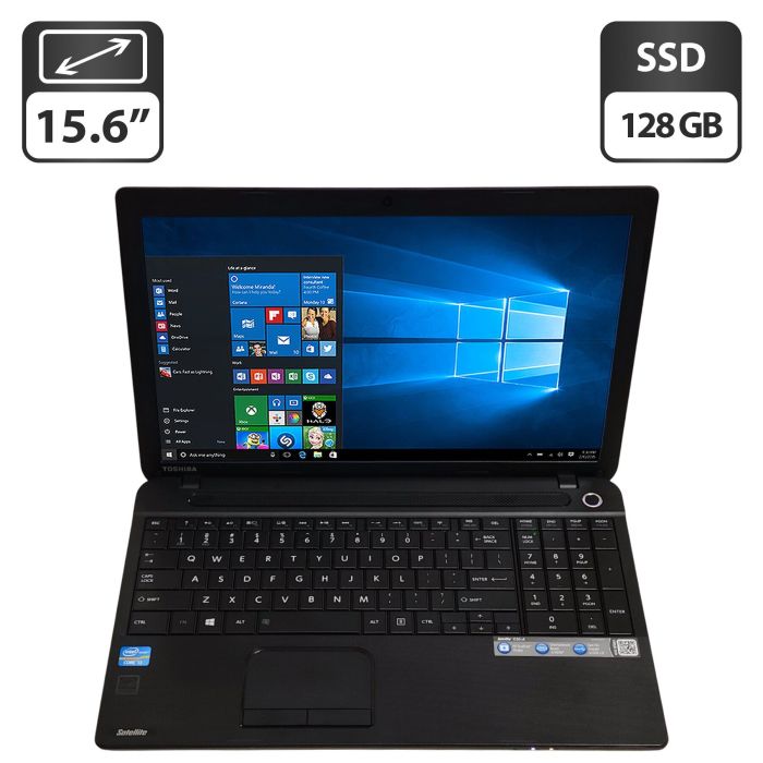 Ноутбук Toshiba Satellite C55 / 15.6" (1366x768) TN / Intel Core i3-3110M (2 (4) ядра по 2.4 GHz) / 8 GB DDR3 / 128 GB SSD / Intel HD Graphics 4000 / WebCam / DVD-ROM б/в - зображення 1