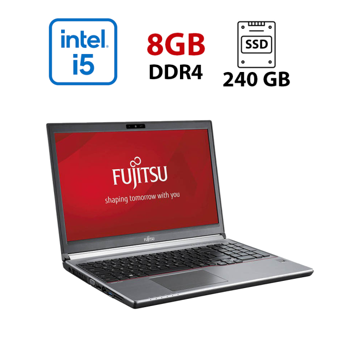 Ультрабук Fujitsu LifeBook E756 / 15.6" (1366x768) TN / Intel Core i5-6200U (2 (4) ядра по 2.3 - 2.8 GHz) / 8 GB DDR4 / 240 GB SSD / Intel HD Graphics 520 / WebCam б/в - зображення 1
