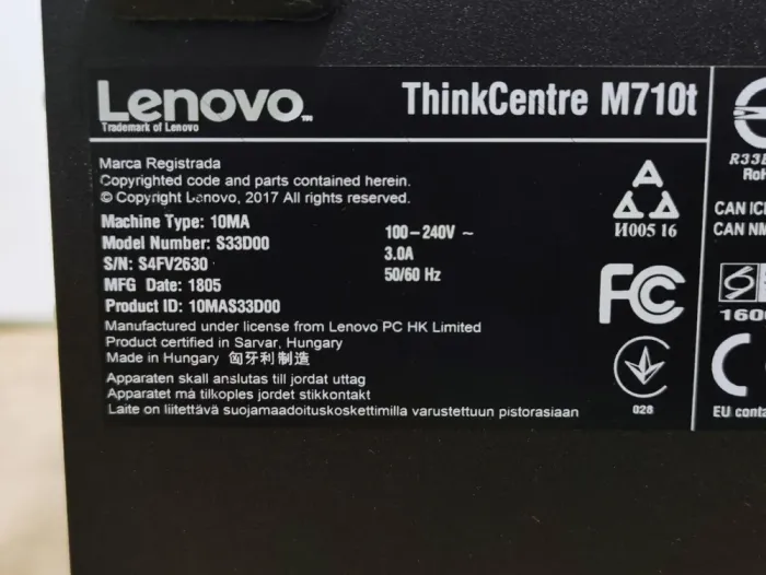 Комп'ютер Lenovo ThinkCentre M710t Tower / Intel Core i5-7400 (4 ядра по 3.0 - 3.5 GHz) / 8 GB DDR4 / 240 GB SSD / Intel HD Graphics 630 б/в - зображення 7