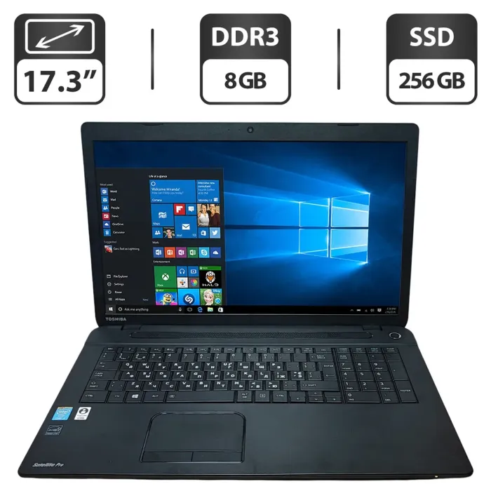 Ноутбук Б-клас Toshiba Satellite C70-B-140 / 17.3" (1600x900) TN / Intel Core i5-4210U (2 (4) ядра по 1.7 - 2.7 GHz) / 8 GB DDR3 / 256 GB SSD / Intel HD Graphics 4400 / WebCam / DVD-ROM б/в - зображення 1