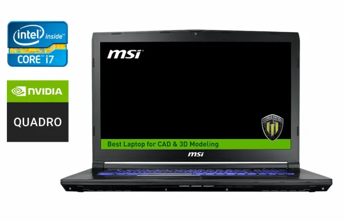Мобільна робоча станція Б-клас MSI WE72 7RJ / 17.3" (1920x1080) IPS / Intel Core i7-7700HQ (4 (8) ядра по 2.8 - 3.8 GHz) / 32 GB DDR4 / 512 GB SSD / nVidia Quadro M2200, 4 GB GDDR5, 128-bit / WebCam / HDMI б/в - зображення 1