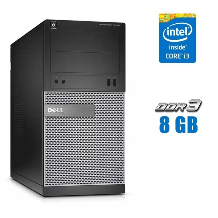 Комп'ютер Dell OptiPlex 3020 Tower / Core i3-4130 (2(4) ядра по 3.4GHz) / 8GB DDR3 / 256GB SSD NEW / HD Graphics 4400 / DVD-ROM б/в - зображення 1