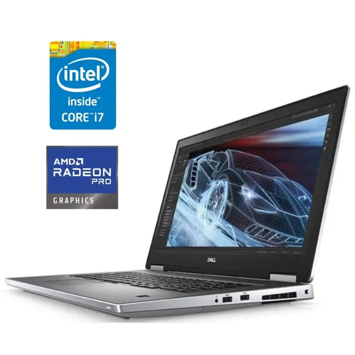 Мобільна робоча станція Dell Precision 7740 / 17.3" (3840x2160) IPS / Intel Core i7-9850H (6 (12) ядер по 2.6 - 4.6 GHz) / 32 GB DDR4 / 256 GB SSD + 1000 GB SSD / AMD Radeon Pro WX 7130, 8 GB GDDR5, 256-bit / WebCam / Win 11 Pro б/в - зображення 1