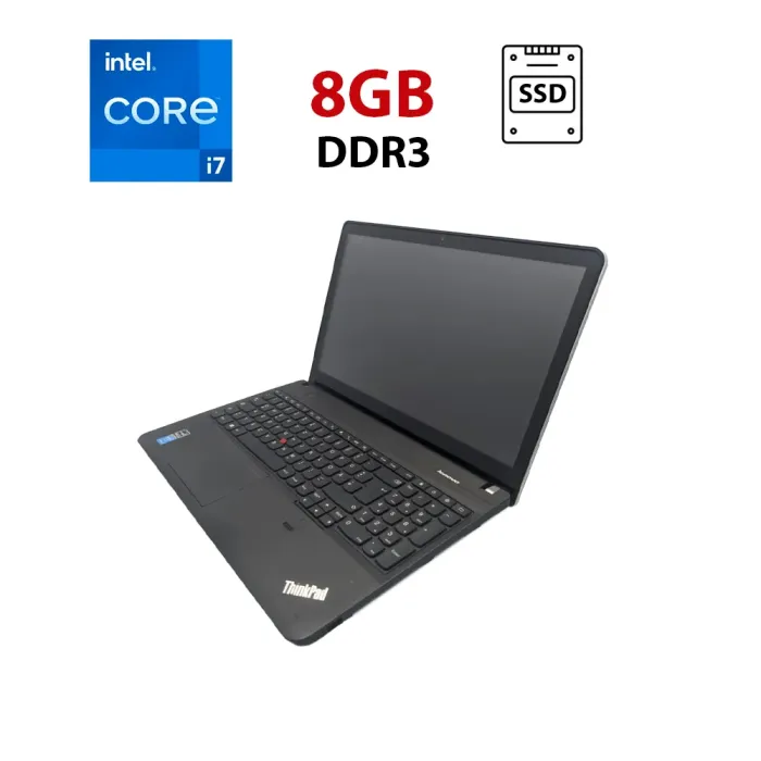 Ноутбук Lenovo ThinkPad Edge E540 / 15.6" (1366x768) TN Touch / Intel Core i7-4712MQ (4 (8) ядра по 2.3 - 3.3 GHz) / 8 GB DDR3 / 256 GB SSD / Intel HD Graphics 4600 / WebCam / Без АКБ б/в - зображення 1