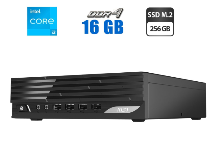 Неттоп MSI PRO DP21 12M-407U USFF / Intel Core i3-12100 (4 (8) ядра по 3.3 - 4.3 GHz) / 16 GB DDR4 / 256 GB SSD / Intel UHD Graphics 730 / COM-port б/в - зображення 1