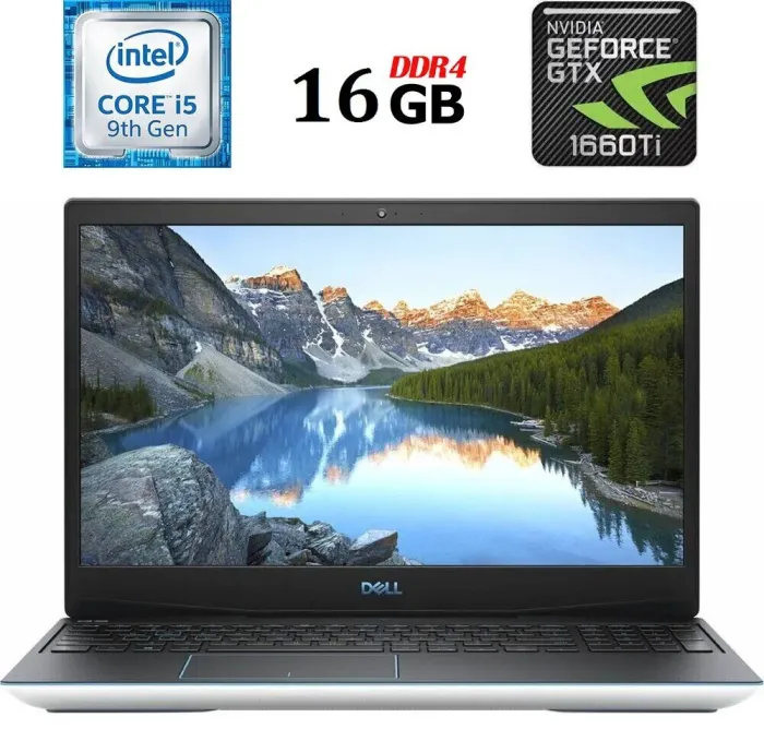 Ігровий ноутбук Dell Inspiron G3 3590 / 15.6" (1920x1080) IPS / Intel Core i5-9300H (4 (8) ядра по 2.4 - 4.1 GHz) / 16 GB DDR4 / 256 GB SSD M.2 + 1000 GB HDD / nVidia GeForce GTX 1660 Ti Max-Q, 6 GB GDDR6, 192-bit / WebCam / USB 3.1 / HDMI б/в - зображення 1