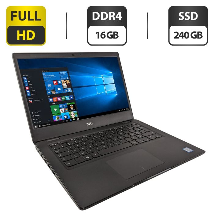 Ультрабук Dell Latitude 3400 / 14" (1920x1080) IPS / Intel Core i5-8250U (4 (8) ядра по 1.6 - 3.4 GHz) / 16 GB DDR4 / 240 GB SSD / Intel UHD Graphics / WebCam б/в - зображення 1