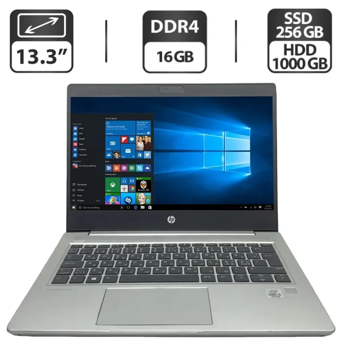 Ультрабук Б-клас HP ProBook 430 G7 / 13.3" (1920x1080) IPS / Intel Core i3-10110U (2 (4) ядра по 2.1 - 4.1 GHz) / 8 GB DDR4 / 256 GB SSD+1000 GB HDD / Intel UHD Graphics / WebCam б/в - зображення 1