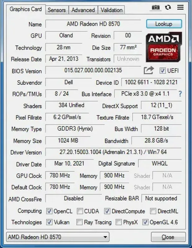 Дискретна відеокарта AMD Radeon HD 8570, 1 GB GDDR3, 128-bit / 1x DVI, 1x DisplayPort / Для корпусів форм-фактора SFF б/в - зображення 10