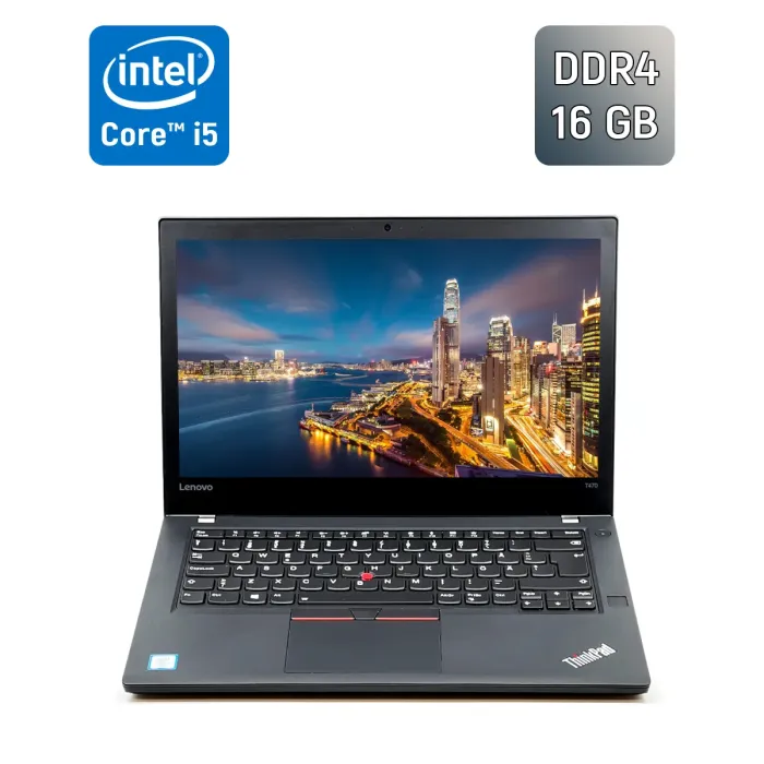 Ультрабук Б-клас Lenovo ThinkPad T470 / 14" (1920x1080) IPS / Intel Core i5-6300U (2 (4) ядра по 2.4 - 3.0 GHz) / 16 GB DDR4 / 512 GB SSD / Intel HD Graphics 520 / WebCam / TouchID / Windows 10 б/в - зображення 1