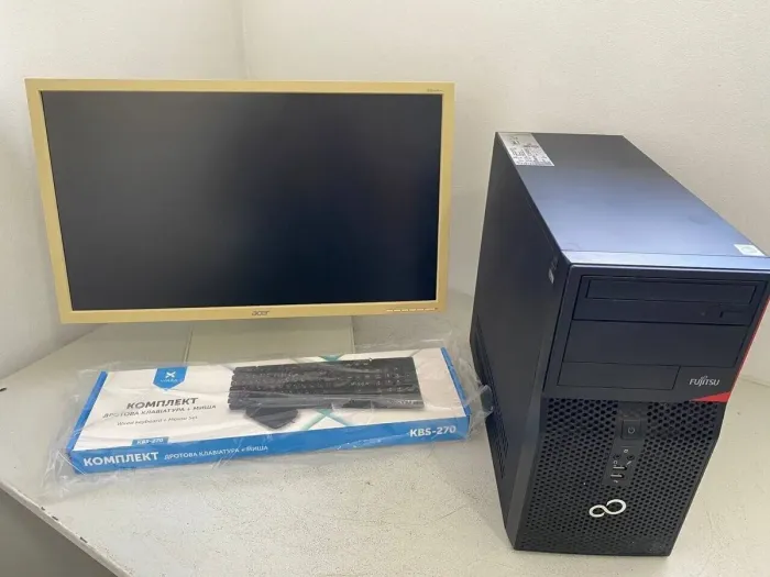 Комплект ПК: комп'ютер Fujitsu Esprimo P520 E85 Tower / Intel Core i5-4430 (4 ядра по 3.0 - 3.2 GHz) / 8 GB DDR3 / 500 GB HDD / Intel HD Graphics 4600 + Монітор Б-клас Acer B243HL / 24" (1920x1080) TN / VGA б/в - зображення 2