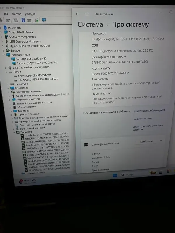 Мобільна робоча станція Dell Precision 7730 / 17.3" (1920x1080) IPS / Intel Core i7-8750H (6 (12) ядер по 2.2 - 4.1 GHz) / 64 GB DDR4 / 256 GB SSD + 256 GB SSD / AMD Radeon Pro WX 7100, 8 GB GDDR5, 256-bit / WebCam / HDMI б/в - зображення 7