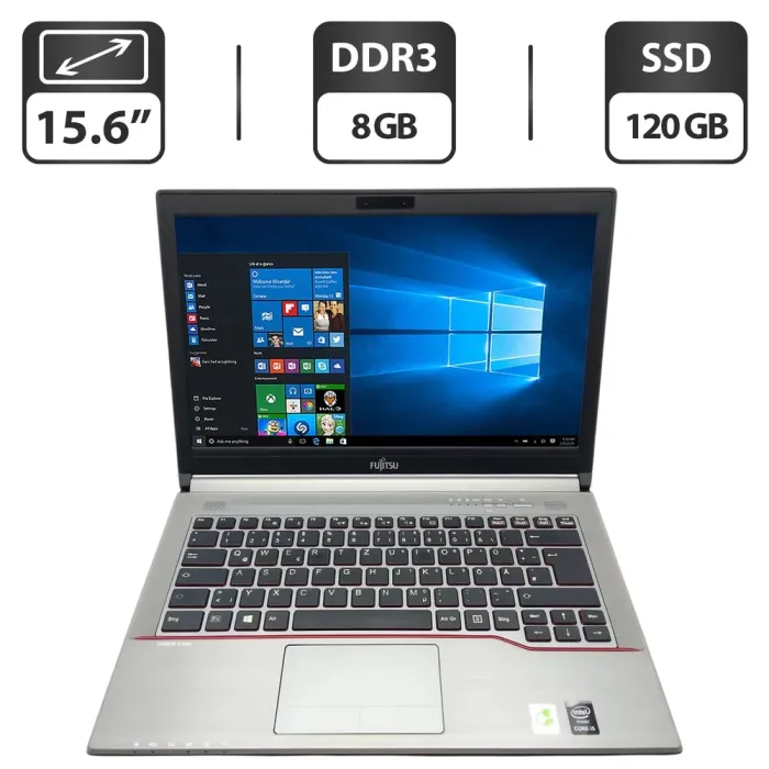 Ноутбук Fujitsu LifeBook E744 / 14" (1600x900) TN / Intel Core i5-4300M (2 (4) ядра по 2.6 - 3.3 GHz) / 8 GB DDR3 / 120 GB SSD / Intel HD Graphics 4600 б/в - зображення 1