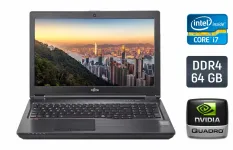 Мобільна робоча станція Fujitsu Celsius H780 / 15.6" (1920x1080) IPS / Intel Core i7-8750H (6 (12) ядер по 2.2 - 4.1 GHz) / 64 GB DDR4 / 512 GB SSD / nVidia Quadro P600, 4 GB GDDR5, 128-bit / WebCam / TouchID / Windows 10 б/в