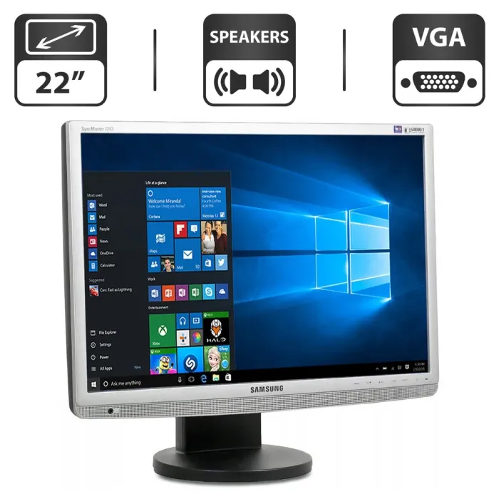 Монітор Samsung SyncMaster 2243WM / 22" (1680x1050) TN / VGA, DVI / Вбудовані колонки 1x 1W / VESA 100x100 б/в - зображення 1