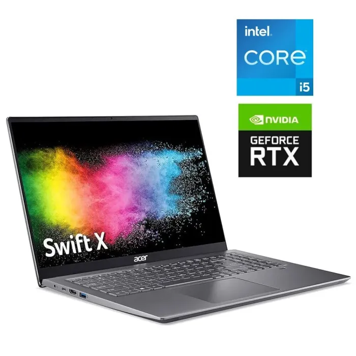 Ігровий ноутбук Acer Swift X SFX16-51G-55XR / 16.1" (1920x1080) IPS / Intel Core i5-11260H (6 (12) ядер по 2.6 - 4.4 GHz) / 16 GB DDR4 / 512 GB SSD / nVidia GeForce RTX 3050, 4 GB GDDR6, 128-bit / WebCam б/в - зображення 1