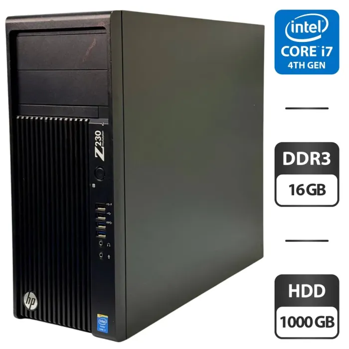 Робоча станція HP Workstation Z230 Tower / Intel Core i7-4790 (4 (8) ядра по 3,6 - 4,0 ГГц) / 16 ГБ DDR3 / 1000 ГБ HDD / Intel HD Graphics 4600 б/в - зображення 1