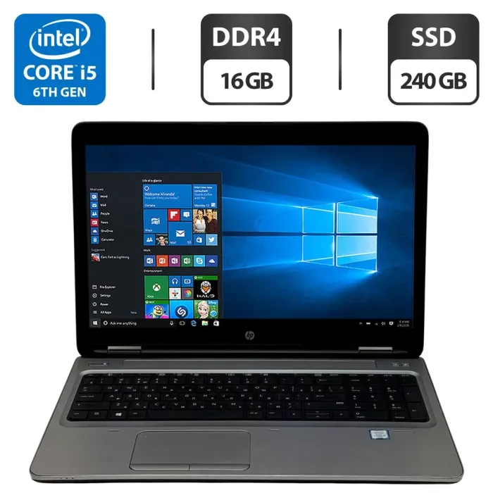 Ноутбук HP ProBook 650 G2 / 15.6" (1920x1080) TN / Intel Core i5-6300U (2 (4) ядра по 2.4 - 3.0 GHz) / 16 GB DDR4 / 240 GB SSD / Intel HD Graphics 520 / WebCam / Windows 10 Pro б/в - зображення 1