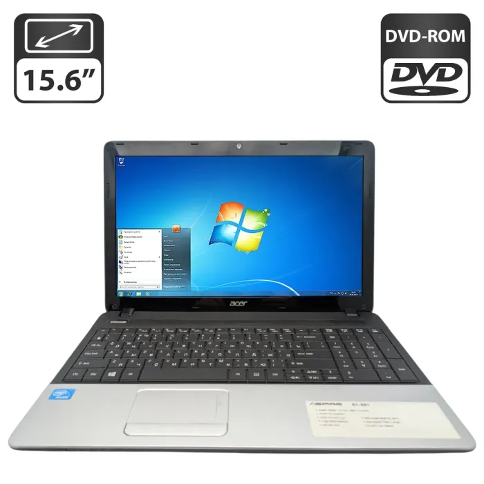 Ноутбук Acer Aspire E1-531 / 15.6" (1366x768) TN / Intel Celeron 1005M (2 ядра по 1.9 GHz) / 6 GB DDR3 / 500 GB HDD / Intel HD Graphics / WebCam / DVD-ROM б/в - зображення 1