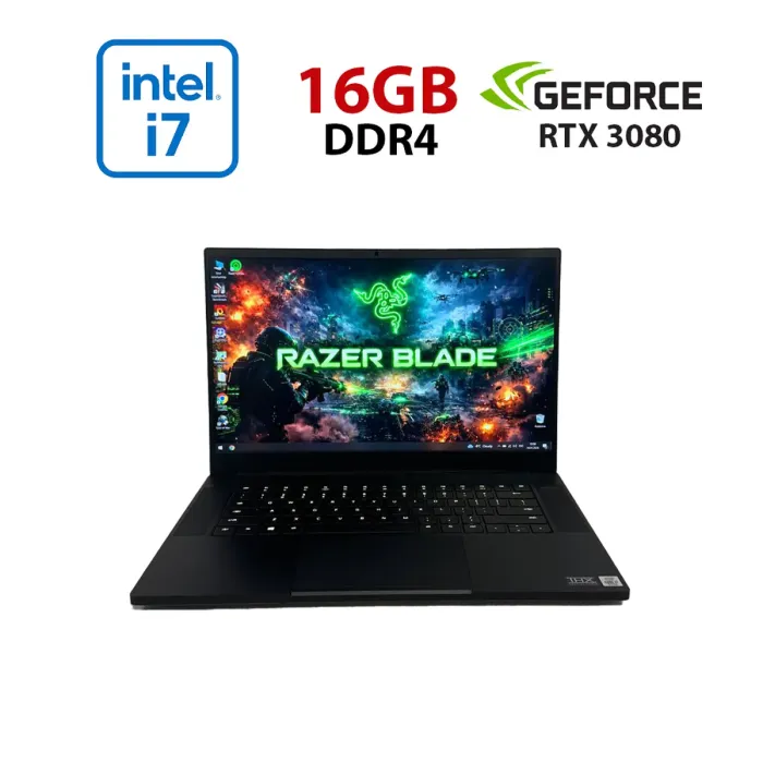 Ігровий ноутбук Razer Blade 15 RZ09-0367 / 15,6" (1920x1080) IPS / Intel Core i7-10875H (8 (16) ядер по 2,3 - 5,1 ГГц) / 16 ГБ DDR4 / 512 ГБ SSD NVMe / nVidia GeForce RTX 3080, 16 ГБ GDDR6, 256-біт / WebCam б/в - зображення 1