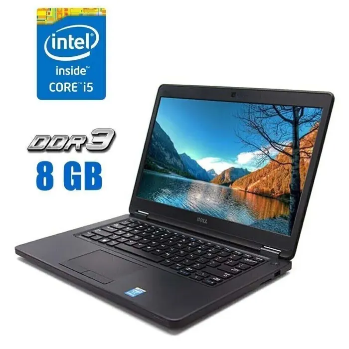 Ноутбук Dell Latitude E5450 / 14" (1366x768) TN / Intel Core i5-5200U (2 (4) ядра по 2.2 - 2.7 GHz) / 4 GB DDR3 / 500 GB SSD / Intel HD Graphics 5500 / WebCam б/в - зображення 1