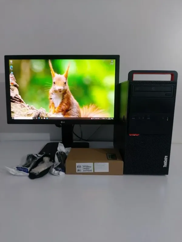 Комплект ПК: Lenovo ThinkCentre M800 Tower / Intel Core i5-6400 (4 ядра по 2.7 - 3.3 GHz) / 16 GB DDR4 / 480 GB SSD + 500 GB HDD / AMD Radeon RX 550, 4 GB GDDR5, 128-bit / DVD-ROM + Монітор LG 24MB37PM-B / 24" (1920x1080) IPS б/в - зображення 2