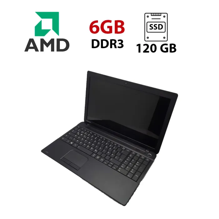 Ноутбук Toshiba C50 / 15.6" (1366x768) TN / AMD E1-2100 (2 ядра по 1.0 GHz) / 6 GB DDR3 / 120 GB SSD / AMD Radeon HD 8330 Graphics / WebCam б/в - зображення 1