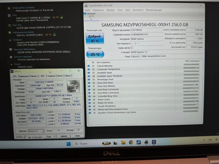 Ноутбук Б-клас Dell Latitude 5511 / 15.6" (1920x1080) IPS / Intel Core i7-10850H (6 (12) ядер по 2.7 - 5.1 GHz) / 16 GB DDR4 / 256 GB SSD / Intel UHD Graphics / WebCam / Win 11 Pro б/в - зображення 12