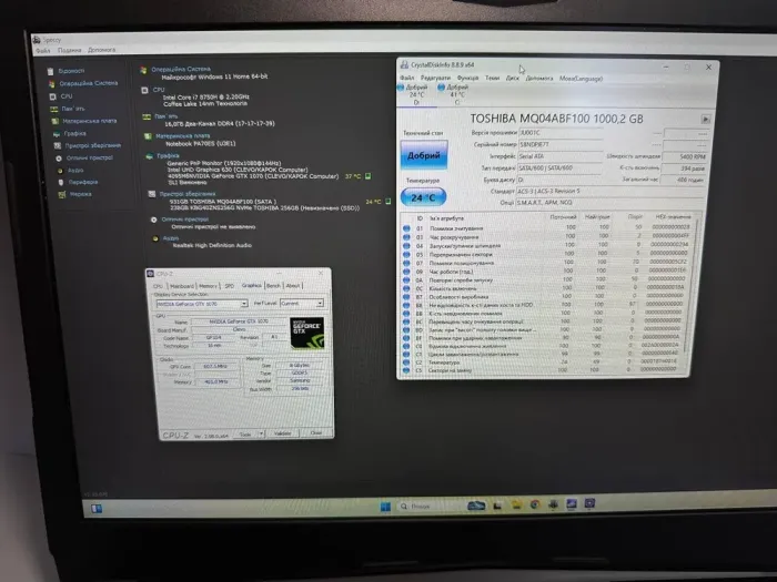 Ігровий ноутбук Clevo PA71ES / 17.3" (1920x1080) IPS / Intel Core i7-8750H (6 (12) ядер по 2.2 - 4.1 GHz) / 32 GB DDR4 / 256 GB SSD + 1000 GB HDD / nVidia GeForce GTX 1070, 8 GB GDDR5, 256-bit / WebCam б/в - зображення 9