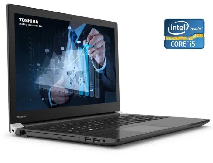 Ноутбук Toshiba Tecra A50D / 15.6" (1920x1080) IPS / Intel Core i7-7500U (2 (4) ядра по 2.7 - 3.5 GHz) / 8 GB DDR4 / 240 GB SSD / Intel HD Graphics 620 / WebCam / DVD-ROM / Win 10 Pro б/в - зображення 1