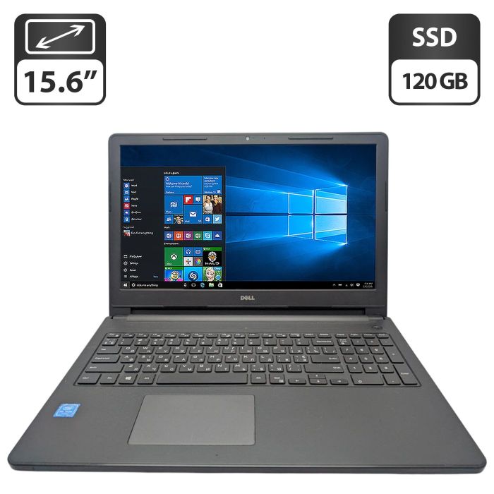 Ноутбук Dell Inspiron 15-3552 / 15.6" (1366x768) TN / Intel Pentium N3710 (4 ядра по 1.6 - 2.56 GHz) / 8 GB DDR3 / 120 GB SSD / Intel HD Graphics / WebCam / DVD-ROM б/в - изображение 1