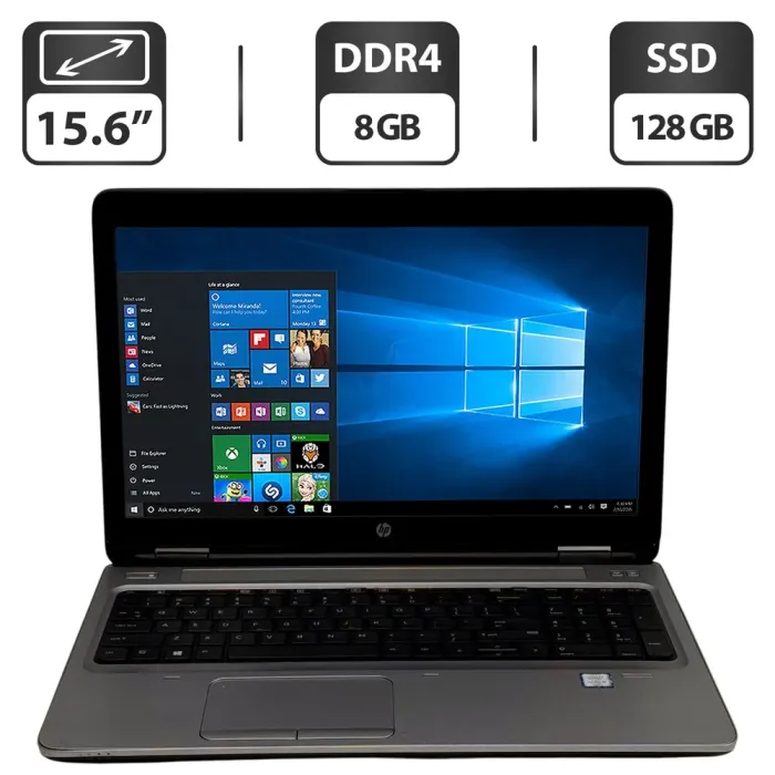 Ноутбук Б-клас HP ProBook 650 G2 / 15.6" (1366x768) TN / Intel Core i5-6300U (2 (4) ядра по 2.4 - 3.0 GHz) / 8 GB DDR4 / 128 GB SSD / Intel HD Graphics 520 / WebCam / Windows 10 Pro б/в - зображення 1