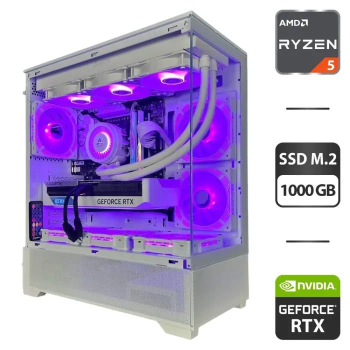 Збірка під замовлення: ігровий ПК GameMax Vista AW White Tower / AMD Ryzen 5 7500F (6 (12) ядер по 3.7 - 5.0 GHz) / 32 GB DDR5 / 1000 GB SSD M.2 / nVidia GeForce RTX 4070 Super, 12 GB GDDR6X, 192-bit / 750W - зображення 1