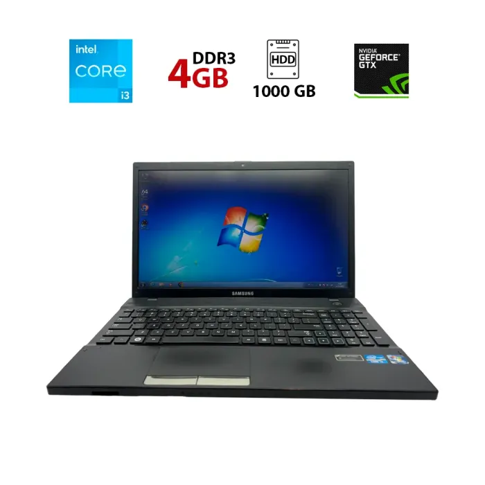 Ноутбук Samsung NP300V5A / 15.6" (1366x768) TN LED / Intel Core i3-2350M (2 (4) ядра по 2.3 GHz) / 4 GB DDR3 / 1000 GB HDD / nVidia GeForce GT 520M, 1GB DDR3, 64-bit / WebCam б/в - зображення 1
