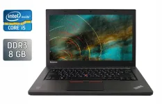 Ноутбук Lenovo ThinkPad T450 / 14" (1366x768) TN / Intel Core i5-5200U (2 (4) ядра по 2.2 - 2.7 GHz) / 8 GB DDR3 / 256 GB SSD / Intel HD Graphics 5500 / WebCam / Fingerprint / Windows 10 б/в
