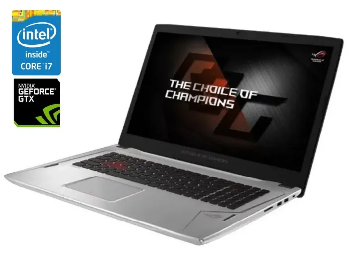 Ігровий ноутбук Asus ROG GL702VS / 17.3" (1920x1080) IPS / Intel Core i7-7700HQ (4 (8) ядра по 2.8 - 3.8 GHz) / 32 GB DDR4 / 480 GB SSD + 1000 GB HDD / nVidia GeForce GTX 1070, 8 GB GDDR5, 256-bit / WebCam / Win 10 Home б/в - зображення 1