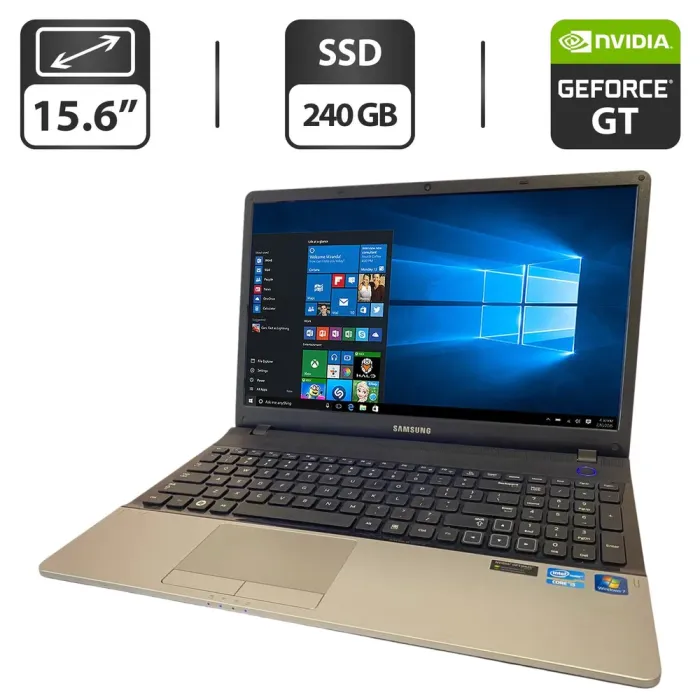 Ноутбук Б-клас Samsung NP300E5A / 15.6" (1366x768) TN / Intel Core i5-2430M (2 (4) ядра по 2.4 - 3.0 GHz) / 8 GB DDR3 / 240 GB SSD / nVidia GeForce GT 520MX, 1 GB GDDR3, 64-bit / WebCam / DVD-ROM б/в - зображення 1