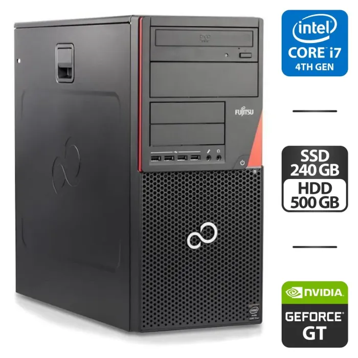 Комп'ютер Fujitsu Esprimo P920 E90 Tower / Intel Core i7-4770 (4 (8) ядра по 3.4 - 3.9 GHz) / 16 GB DDR3 / 240 GB SSD + 500 GB HDD / nVidia GeForce GT 640, 2 GB GDDR3, 128-bit б/в - зображення 1