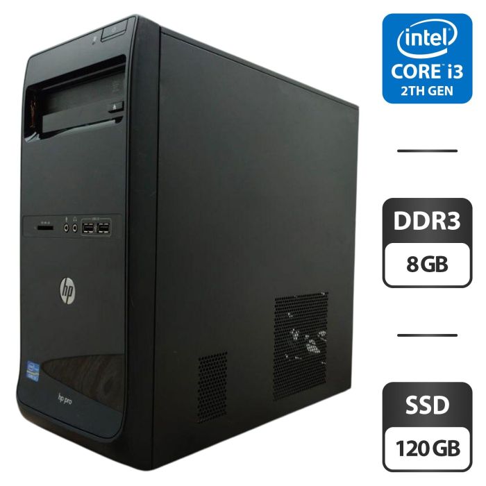 Комп'ютер HP Pro 3500 Tower / Intel Core i3-3220 (2 (4) ядра по 3.3 GHz) / 8 GB DDR3 / 120 GB SSD / Intel HD Graphics 2500 б/в - изображение 1