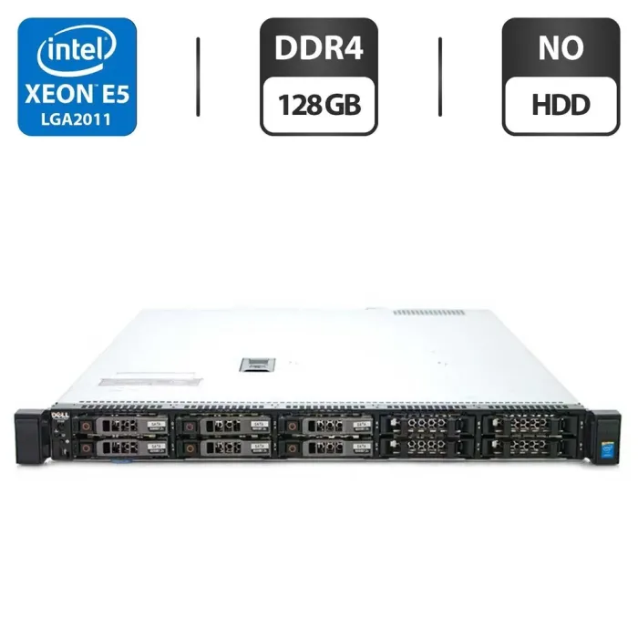 Сервер Dell PowerEdge R430 1U Rack / 2x Intel Xeon E5-2690 v3 (12 (24) ядер по 2.6 - 3.5 GHz) / 128 GB DDR4 / NO HDD / iDRAC8 with Lifecycle Controller / 2x 550W б/в - зображення 1